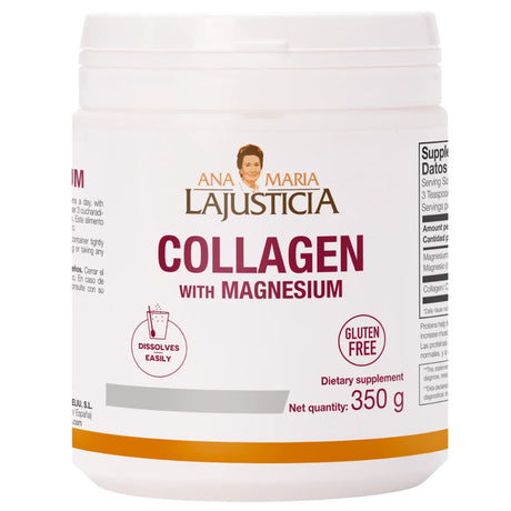 Frasco frontal de Ana María Lajusticia colágeno con magnesio en polvo sabor neutro, 350 g