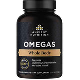 Frasco de Ancient Nutrition Ancient Omegas Whole Body, presentación de 90 cápsulas blandas
