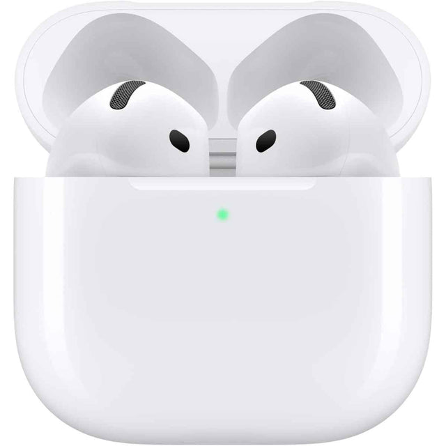 Apple AirPods 4 blancos con estuche de carga USB-C abierto