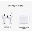 Contenido de la caja de Apple AirPods 4 sin cancelación activa de ruido con estuche USB-C