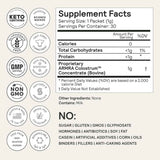 Tabla nutricional del suplemento ARMRA Calostro Bovino sin Sabor 30 Paquetes
