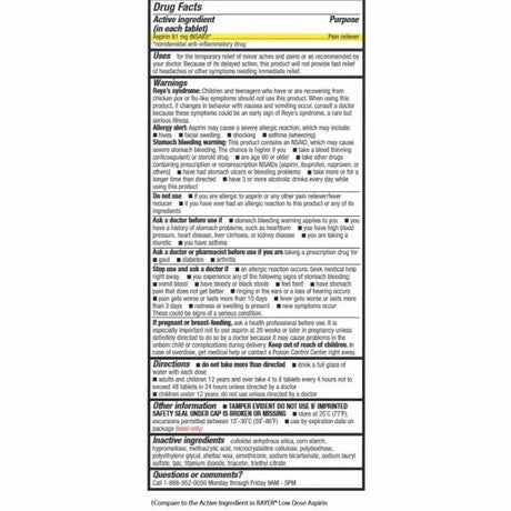 Tabletas de aspirina HealthA2Z 81 mg para alivio prolongado, recomendadas por médicos