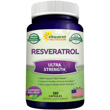 aSquared Nutrition resveratrol 1000 mg por porción, frasco de 180 cápsulas