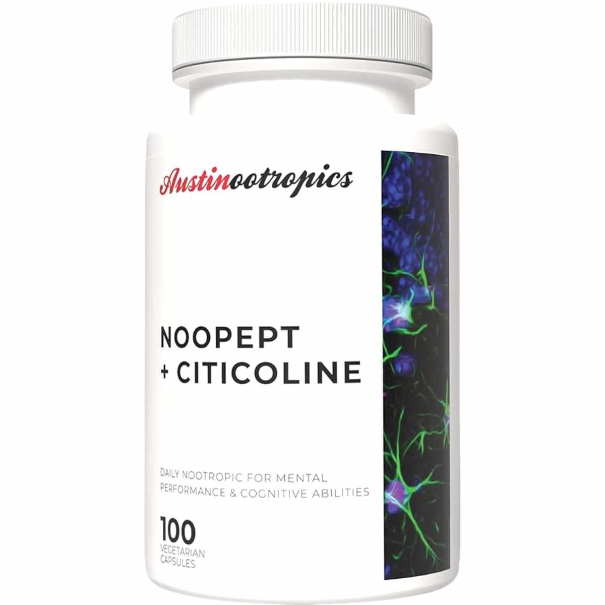 Nootrópico Austinootropics - 100 Cápsulas Vegetales con Citicolina y Noopept