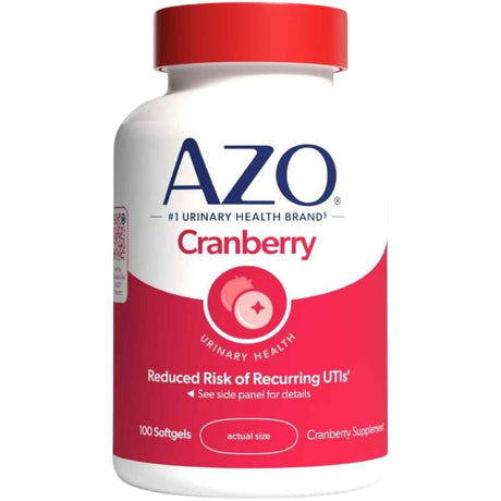 Frasco de suplemento AZO Arándano Rojo 500 mg 100 Cápsulas blandas