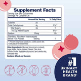 Tabla nutricional del suplemento AZO Arándano Rojo Berrylicious 72 gomitas