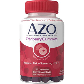 Frasco de suplemento AZO Arándano Rojo Berrylicious 72 gomitas