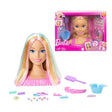 Cabeza para peinar Barbie Color Reveal con cabello multicolor y accesorios incluidos.