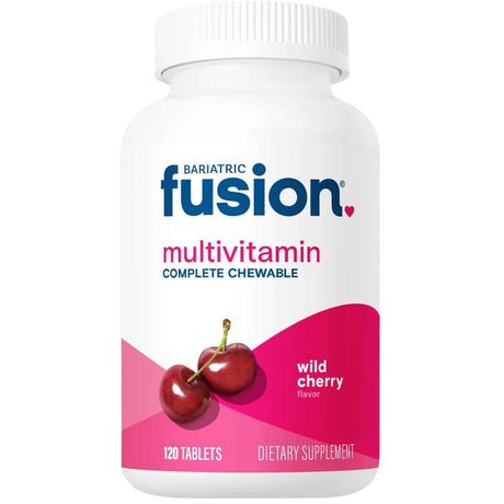 Frasco de suplemento Bariatric Fusion Multivitamínico con Hierro Cereza Silvestre 120 tabletas