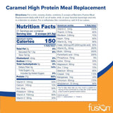 Tabla nutricional de Bariatric Fusion reemplazo de comida en polvo sabor caramelo