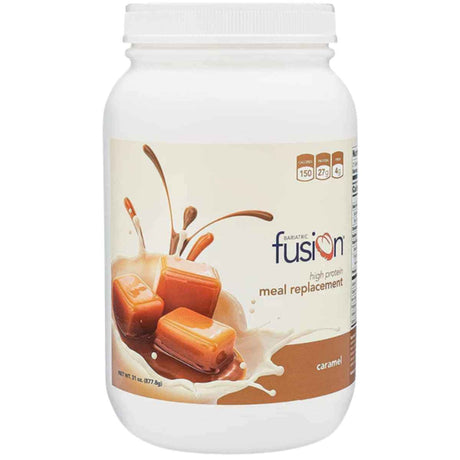 Frasco de Bariatric Fusion reemplazo de comida en polvo sabor caramelo