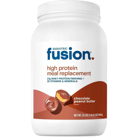Frasco de Bariatric Fusion reemplazo de comida en polvo sabor chocolate con mantequilla de maní