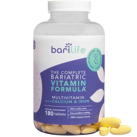Frasco de suplemento BariLife Fórmula Vitamínica Bariátrica Completa 180 Tabletas