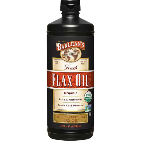 Frasco de suplemento Barlean's Aceite de Linaza Orgánico 946 ml