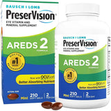 Frasco de suplemento Bausch + Lomb PreserVision AREDS 2 Luteína 210 mini cápsulas