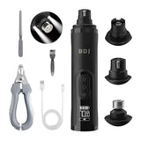 Limador eléctrico de uñas BDJ negro con accesorios para perros y gatos