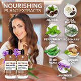 Bellisso shampoo y acondicionador con cafeína e ingredientes botánicos
