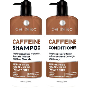Bellisso set de shampoo y acondicionador con cafeína, 473 ml cada uno