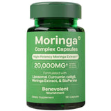 Frasco de suplemento Benevolent Nourishment Moringa Complex 180 cápsulas