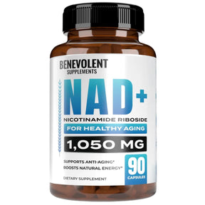 Frasco de suplemento Benevolent Nourishment Nicotinamida Ribósido 90 cápsulas