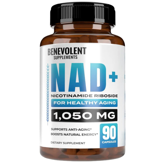 Frasco de suplemento Benevolent Nourishment Nicotinamida Ribósido 90 cápsulas