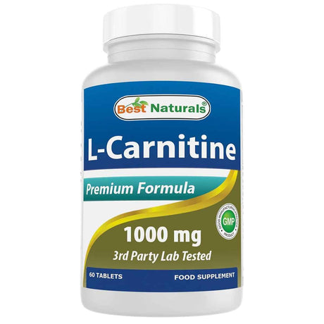 Envase de Best Naturals L-Carnitina 1000 mg presentación de 60 tabletas