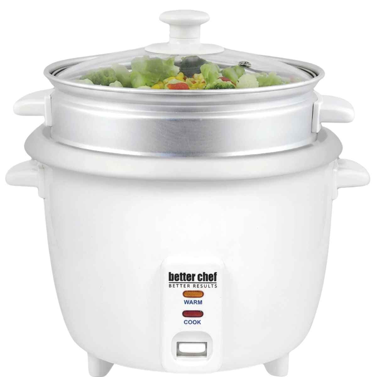 Arrocera Better Chef IM-10-SS de 10 tazas con accesorio de vaporera