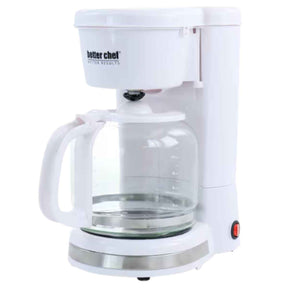 Cafetera blanca Better Chef IM-115W de 12 tazas con jarra de vidrio