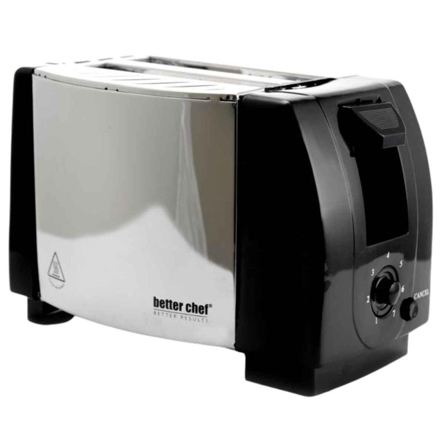Tostadora Better Chef IM-208C de dos rebanadas en color negro y plateado