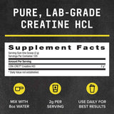 Tabla nutricional del suplemento Beyond Raw Creatina HCl 240 g Polvo
