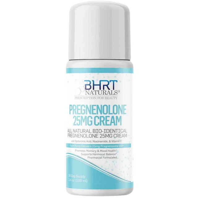 Frasco de suplemento BHRT Naturals Crema de Pregnenolona 25 mg 100 ml