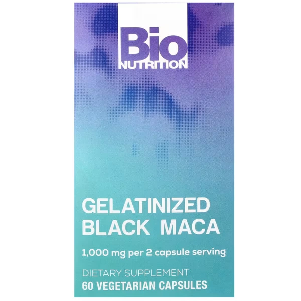 Frasco de suplemento Bio Nutrition Maca Negra Gelatinizada 60 cápsulas