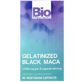 Frasco de suplemento Bio Nutrition Maca Negra Gelatinizada 60 cápsulas