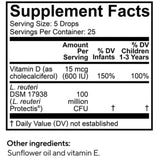 Tabla nutricional del suplemento BioGaia Probiótico L. reuteri DSM 17938 5 ml gotas
