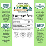 Tabla nutricional del suplemento BioSchwartz Garcinia Cambogia 1500 mg 90 cápsulas