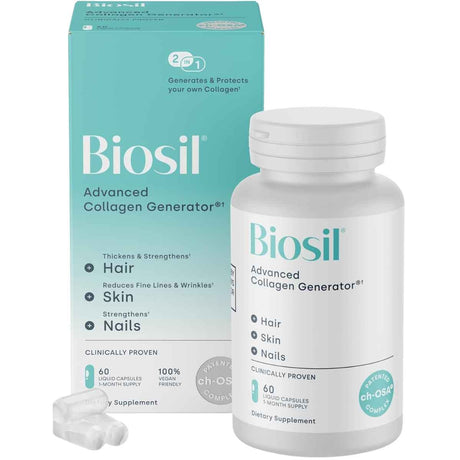Suplemento Biosil Advanced Collagen Generator en cápsulas líquidas, presentación de 60 cápsulas