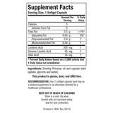 Panel de información del suplemento de Biotics Research Aceite de onagra con cantidades de ácidos grasos, ingredientes y modo de uso.