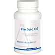 Frasco frontal de Biotics Research Aceite de linaza omega 3, presentación de 100 cápsulas blandas
