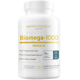 Frasco frontal de Biotics Research Biomega-1000 omega 3, presentación de 90 cápsulas blandas.