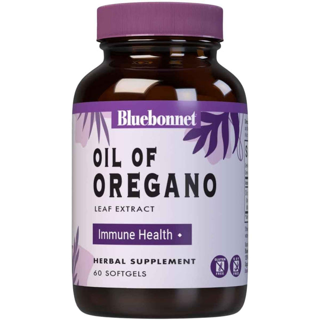 Frasco de suplemento Bluebonnet Aceite de Orégano 150 mg 60 cápsulas blandas