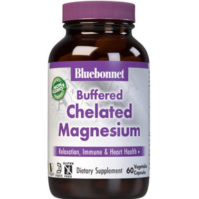 Frasco frontal de Bluebonnet bisglicinato de magnesio quelado con óxido, 60 cápsulas vegetales