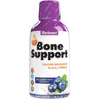 Frasco frontal de Bluebonnet Bone Support líquido con calcio, magnesio, D3 y K2 sabor arándanos, 473 ml