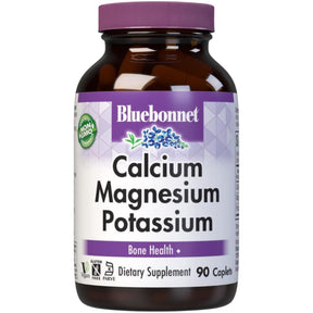 Frasco frontal de Bluebonnet calcio, magnesio y potasio en tabletas, 90 tabletas