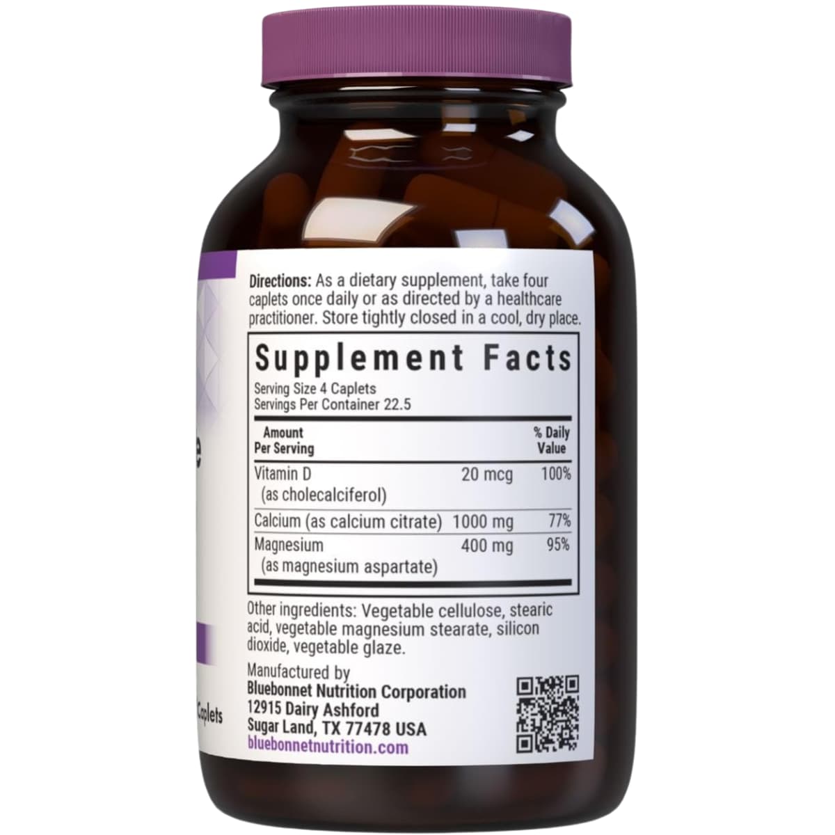Información del suplemento de Bluebonnet citrato de calcio con magnesio y vitamina D3, 90 tabletas
