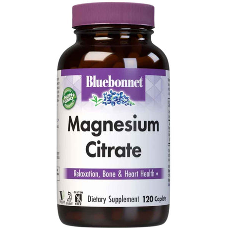 Frasco de suplemento Bluebonnet Citrato de Magnesio 400 mg 120 Tabletas