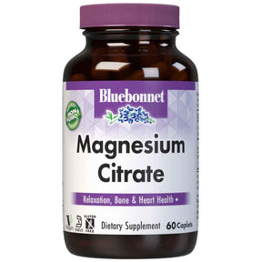Frasco de suplemento Bluebonnet Citrato de Magnesio 400 mg 60 Tabletas