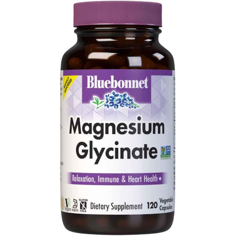 Frasco de Bluebonnet Magnesium Glycinate 400 mg con 120 cápsulas vegetales