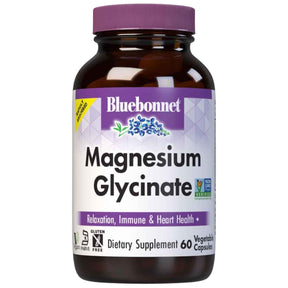 Frasco de Bluebonnet Magnesium Glycinate 400 mg con 60 cápsulas vegetales