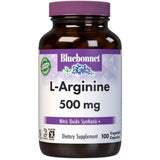 Frasco de suplemento Bluebonnet L-Arginina 500 mg 100 cápsulas
