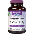 Frasco frontal de Bluebonnet magnesio con vitamina B6, 400 mg por porción, 90 cápsulas vegetales